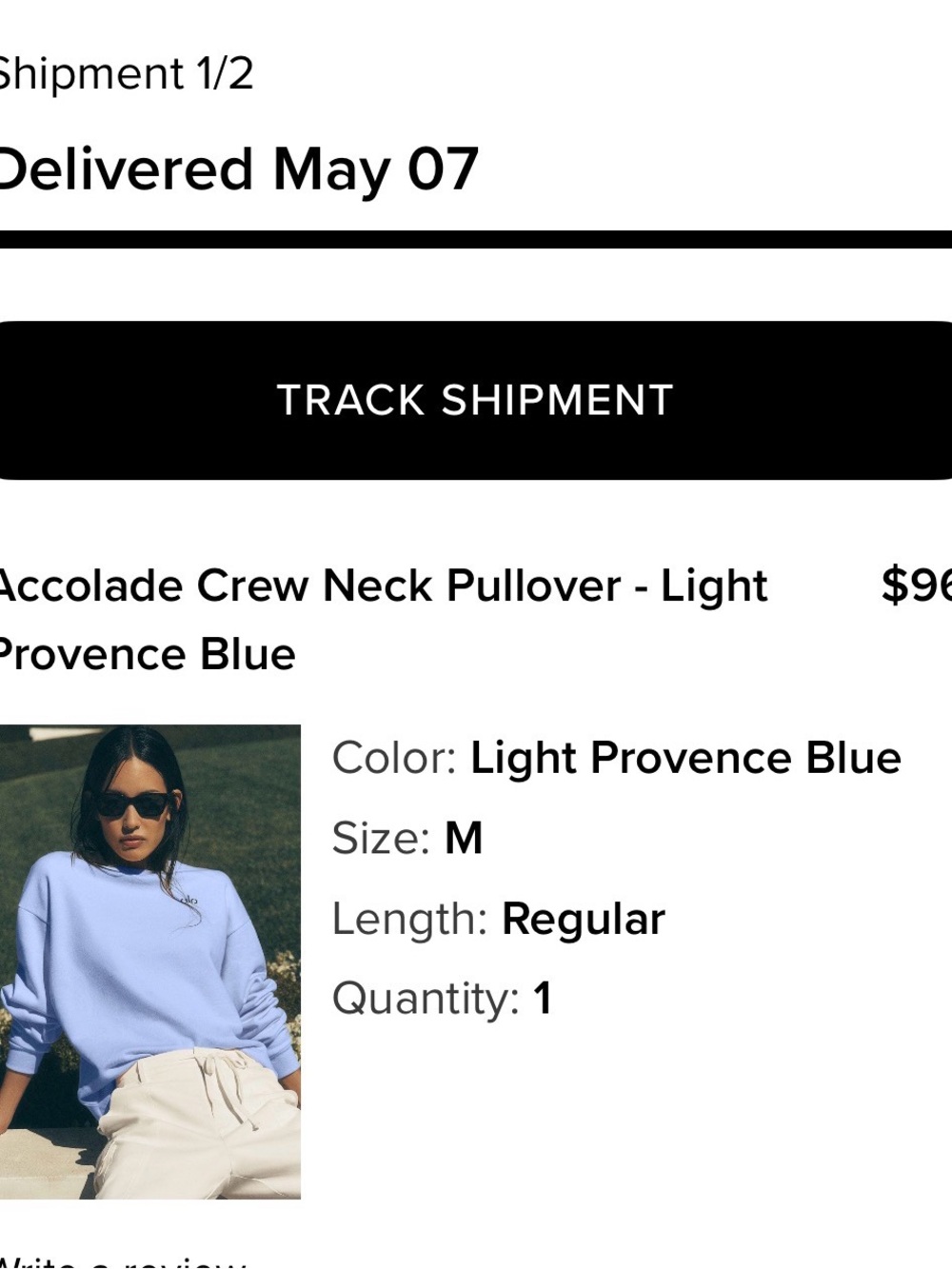 ALO Yoga Pastel Blue Crewneck Sweatshirt - Picture 4 of 4